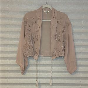 Tribal Jeans Embroidered Sheer Kimono Cardigan